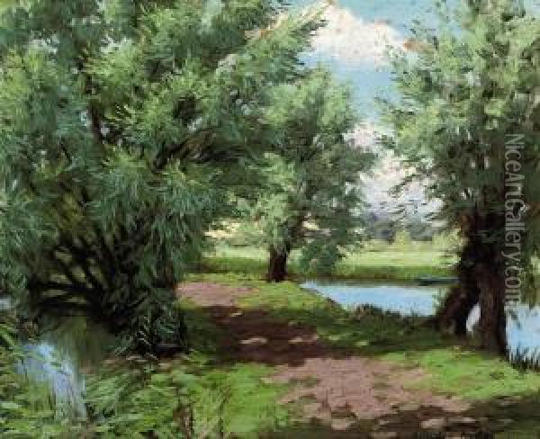 The Mill Stream, Harrold Oil Painting - Rudolph Onslow-Ford