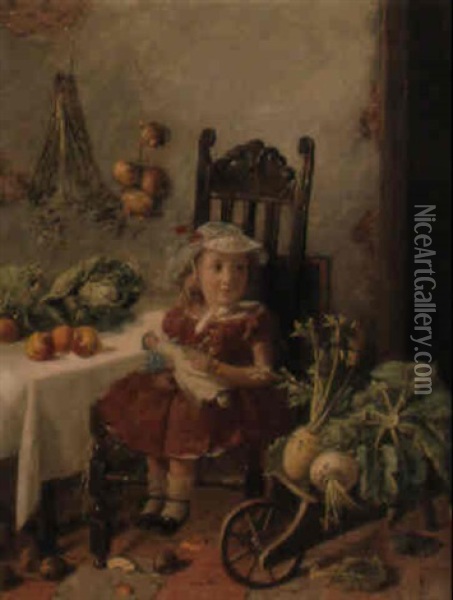 The Vegetable Barrow Oil Painting - Charles Hunt the Younger