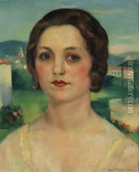 Portrait Of A Lady Oil Painting - Henri Ottmann