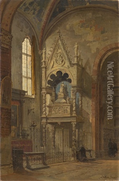Interno Di Chiesa Oil Painting - Arturo Ferrari