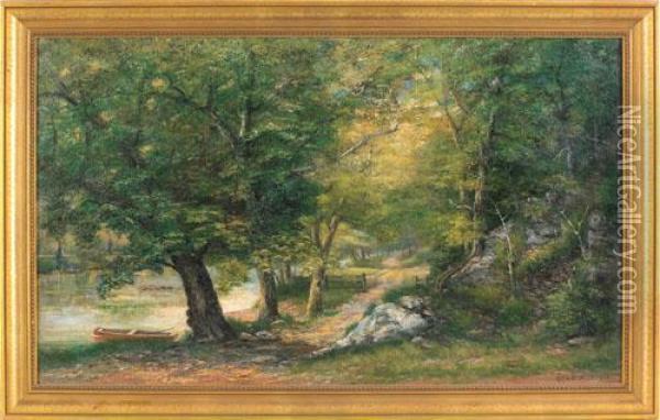 Landscape With A River Oil Painting - George D. Falk