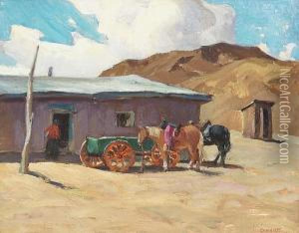 Trading Post, Oraibi, Arizona Oil Painting - George Kennedy Brandriff