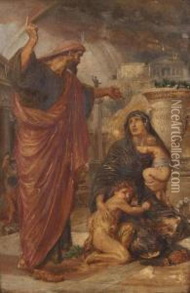 Die Prophezeiung - Figurengruppe Vor Der Akropolis In Athen Oil Painting - Frederic James Shields