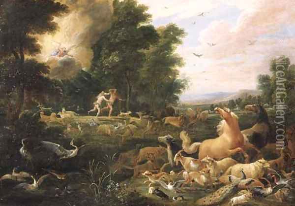 The Expulsion from the Garden of Eden Oil Painting - Lambert de Hondt