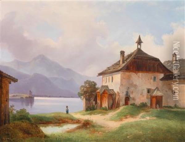 Idylle Am Wolfgangsee Oil Painting - Edmund Mahlknecht