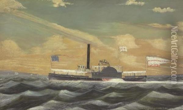 Portrait Of The Steamship Martha Washington Oil Painting - James Bard