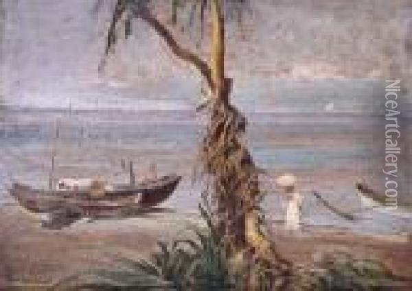 Pasay Beach, Manila Oil Painting - Fabian De La Rosa