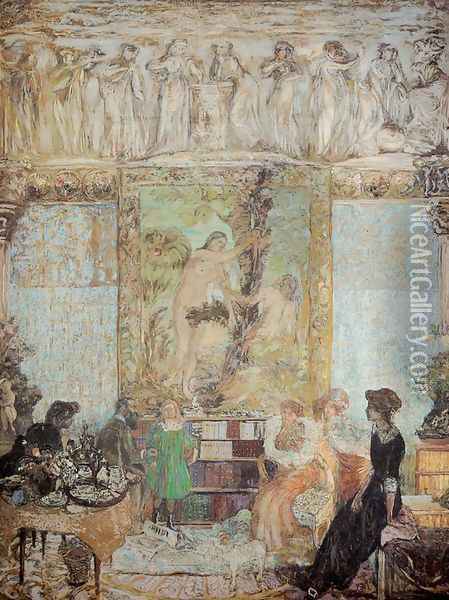 Library Oil Painting - Jean-Edouard Vuillard