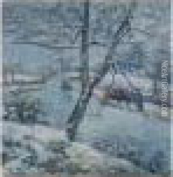L'hiver A Montfoucault Oil Painting - Camille Pissarro