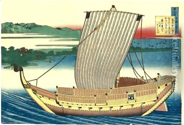 Fujiwara No Toshiyuki From The Series 'Hyakunin Isshu Ubaga Etoki' Oil Painting - Katsushika Hokusai