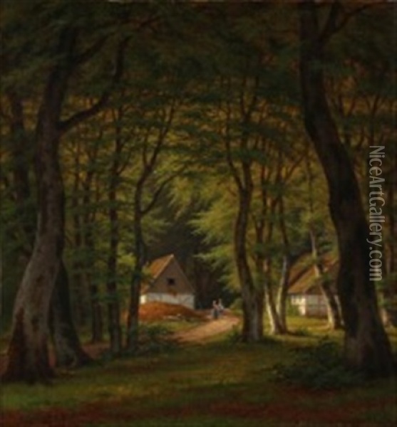 I Frederiksdals Skov Oil Painting - Frederik Christian Jacobsen Kiaerskou