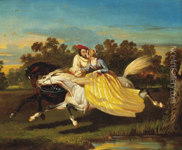 L'amour A Toute Vitesse Oil Painting - Alfred De Dreux