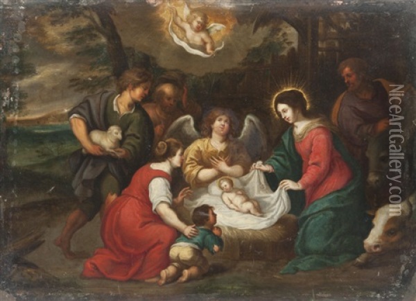 L'adoration Des Bergers Oil Painting - Pieter Lisaert IV