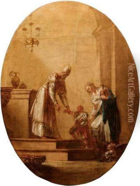 Presentazione Della Vergine Al Tempio Oil Painting - Francesco Daggiu Daggiu Il Capella