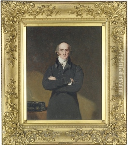 Portrait Of George Canning In A Black Coat Oil Painting - Henry Wyatt