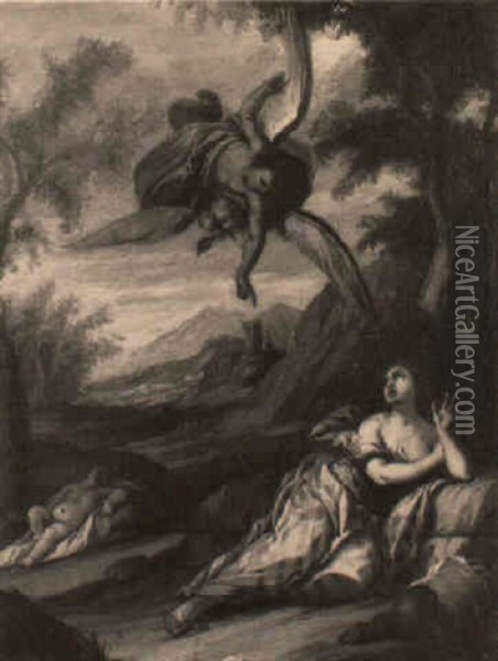 The Angel Appearing To Hagar Oil Painting - Giulio Benso