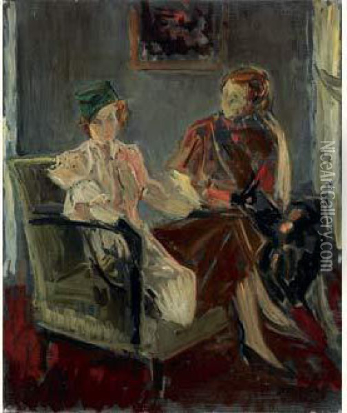 Portraits Presumes De Valentine Et Suzanne About, Modistes Oil Painting - Jacques-Emile Blanche
