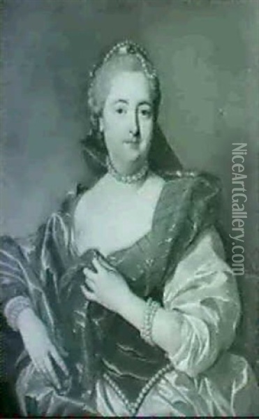 Portrait D'une Femme De Qualite En Buste, De Face Oil Painting - Louis Michel van Loo