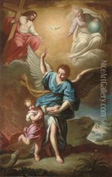 The Guardian Angel Oil Painting - Jean-Pierre Raspay