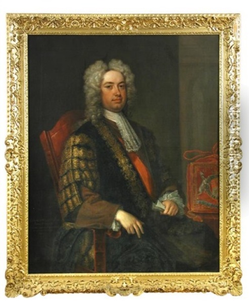 Portrait Of Sir Robert Walpole (1676-1745) Oil Painting - Charles Jervas