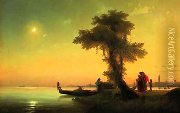 View on lagoon of Venice Oil Painting - Ivan Konstantinovich Aivazovsky