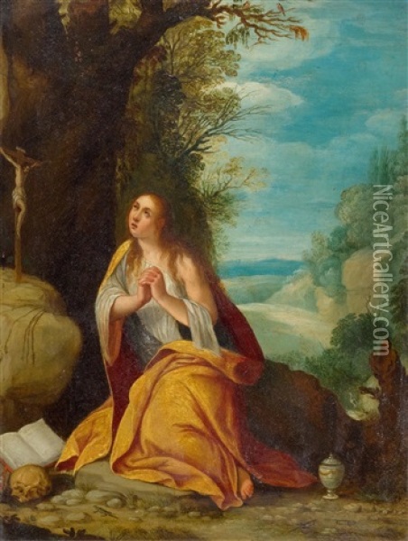 The Madonna At Prayer Oil Painting - Johann (Hans) Konig