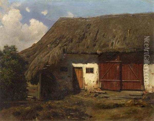Thatched Barn Oil Painting - Adolf Eberle