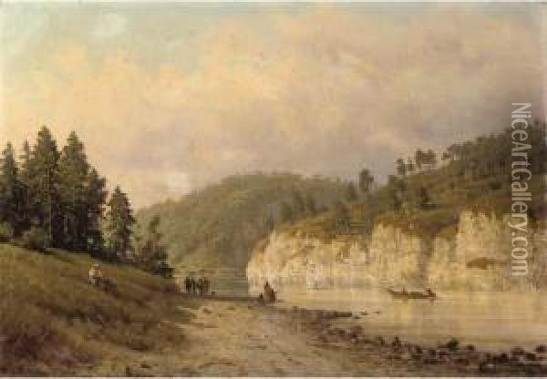 View Of The Chusovaia, Russia Oil Painting - Petr Petrovich Vereshchagin