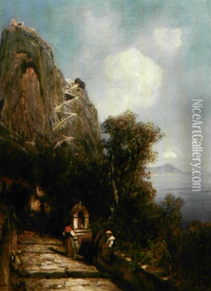 Trappe Op Til Anacapri Oil Painting - Ascan Lutteroth
