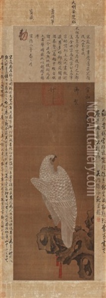 Vit Jaktfalk Oil Painting -  Emperor Huizong