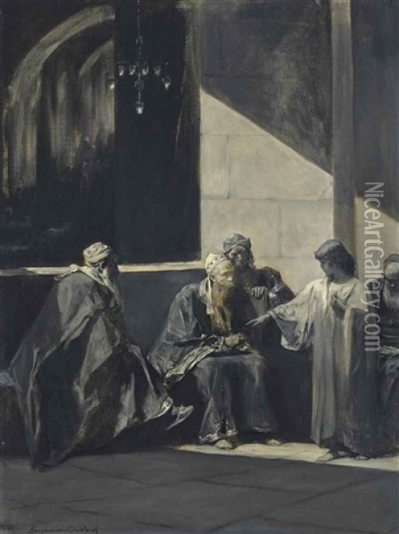 Christ Teaching In The Temple Oil Painting - Jean Joseph Benjamin Constant