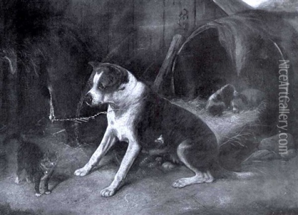 Defending The Pups Oil Painting - Edward Robert Physick