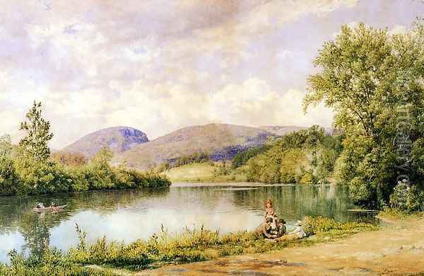 A Game by the River Oil Painting - John Hill