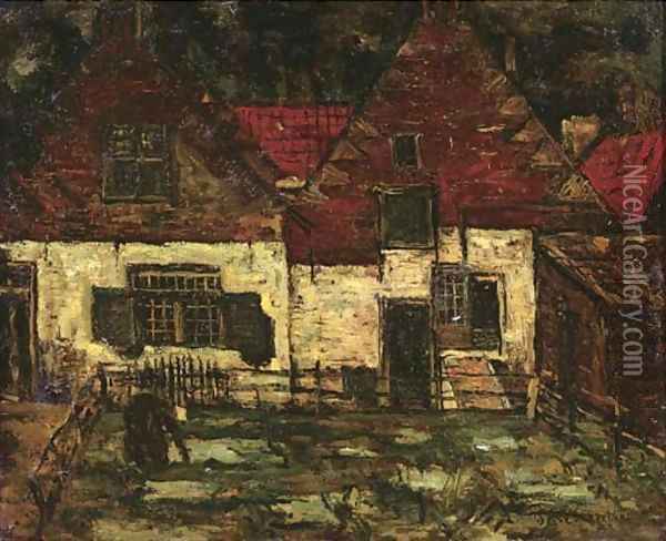 Oude huizen met bleekveldje Oil Painting - Suze Robertson