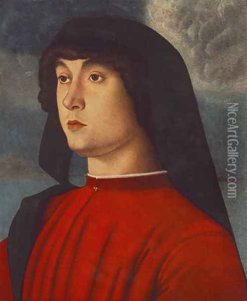 Portrait of a Young Man in Red 1485-90 Oil Painting - Giovanni Bellini