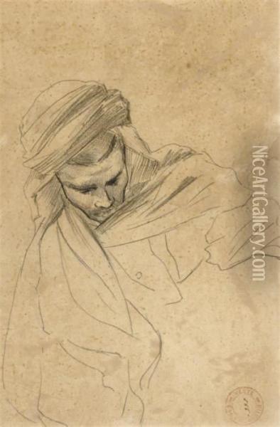 Study Of A Man In A Turban Oil Painting - Eugene Fromentin
