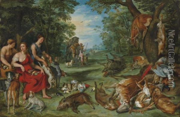 Diane Et Les Nymphes Au Retour De La Chasse Oil Painting - Jan Brueghel the Younger