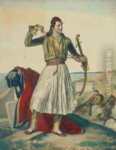 Demetrius Mavromichalis a Greek soldier and patriot Oil Painting - Louis Dupre