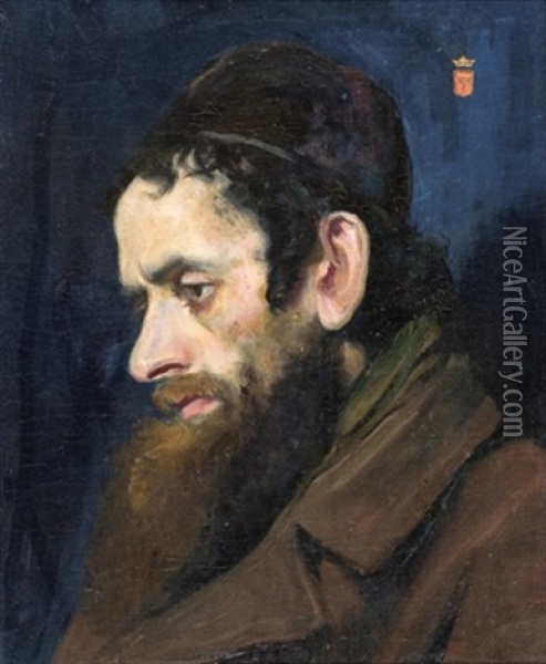 Portrait Of A Jew Oil Painting - Moritz Gottlieb