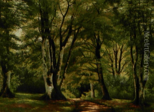 Gron Forarsskov Oil Painting - Carl Frederik Peder Aagaard