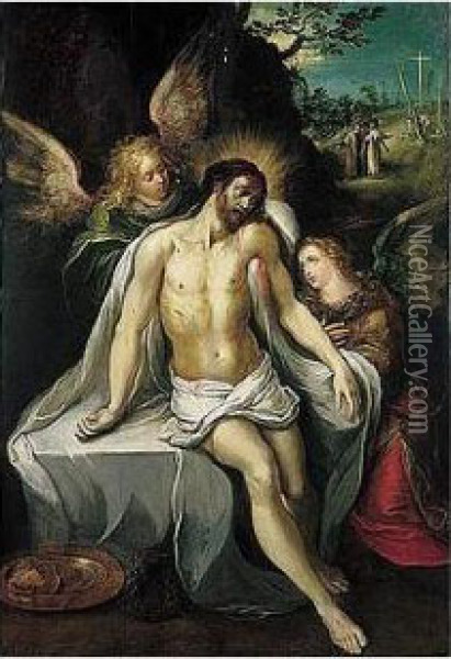 The Crucified Christ Supported By Angels Oil Painting - Frans II Francken