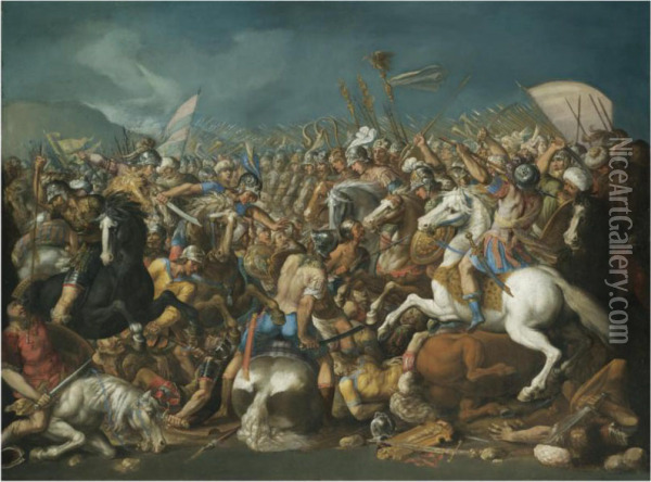 A Classical Battle Oil Painting - Bernardino Cesari