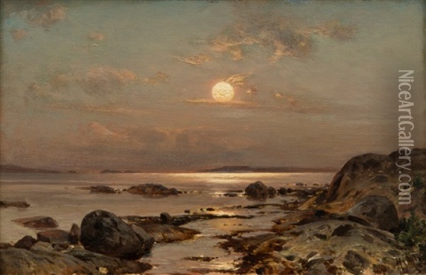 Summer Night Oil Painting - Magnus Hjalmar Munsterhjelm