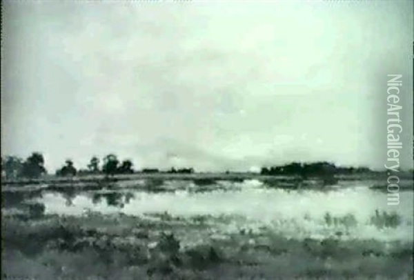 Landschaft Im Abendrot Oil Painting - Pierre Emmanuel Eugene Damoye
