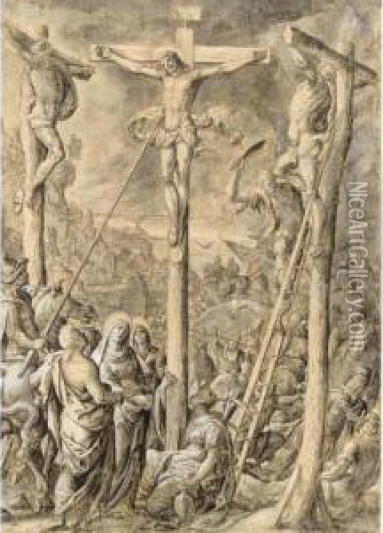 The Crucifixion Oil Painting - Hans Bol