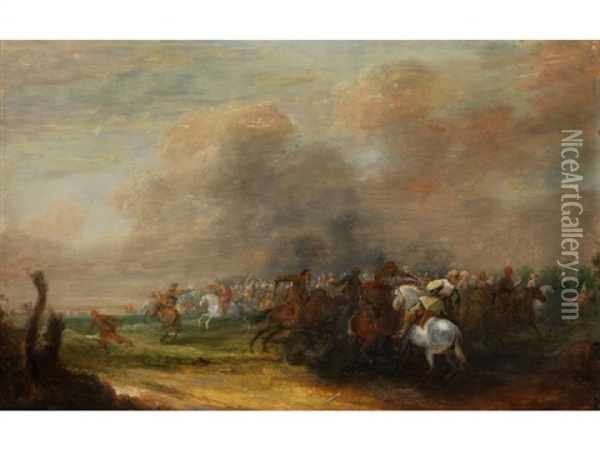 Schlacht Bei Lesnaja Am 28. September 1718 Oil Painting - Jan-Peter van Bredael the Younger