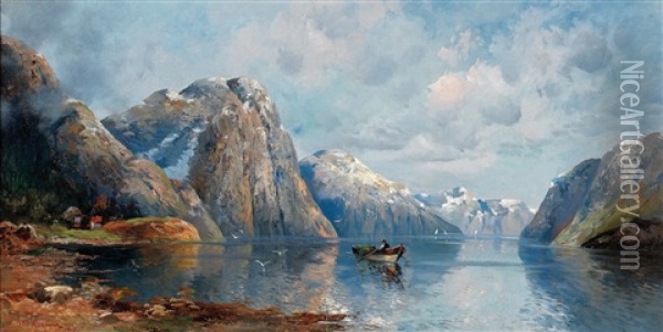 Am Hardangerfjord Oil Painting - Adolf Kaufmann