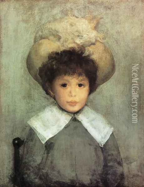 Arrangement in Grey: Portrait of Master Stephen Manuel Oil Painting - James Abbott McNeill Whistler