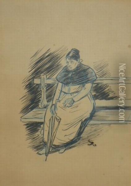 Woman Waiting Oil Painting - Theophile Alexandre Steinlen