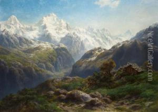 Romantische Hochgebirgslandschaft Oil Painting - Pieter Francis Peters